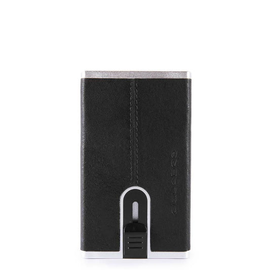 Piquadro, Black Square, Leather Wallet, Square Sliding System with Compact for Banknotes, PP4891B3R N, Black, For Men