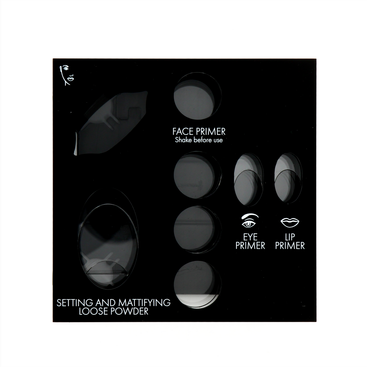 Pupa, Matt, Leeres Make-up-Display, Schwarz, mit 8 Fächern