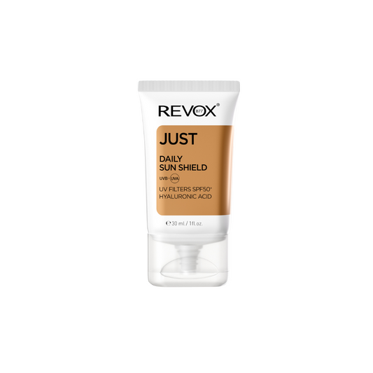 Revox B77, Just Daily Sun Shield, Hyaluronsäure, Sonnenschutz, Sonnencreme, für Gesicht & Hals, LSF 50, 30 ml