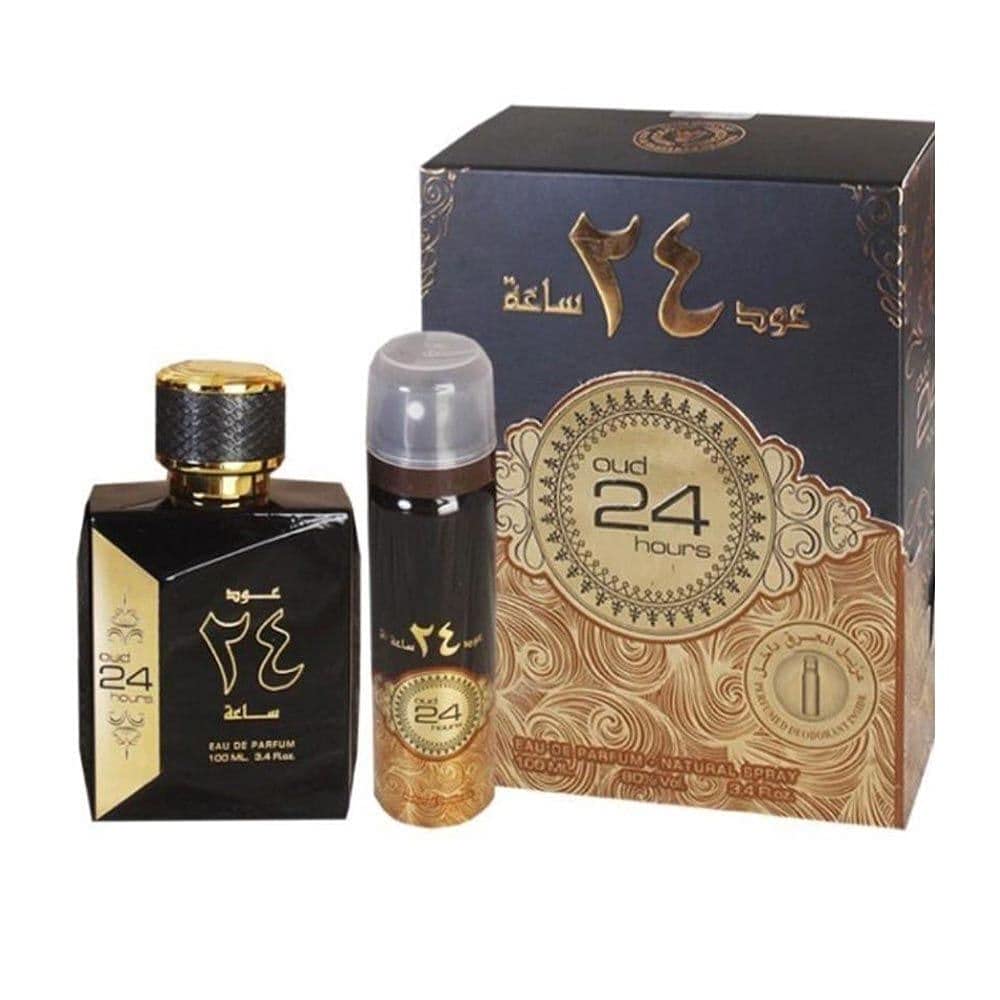 Set Ard Al Zaafaran: Oud 24 Hours, Eau de Parfum, Unisex, 100 ml + Oud 24 Hours, Deospray, Unisex, 50 ml