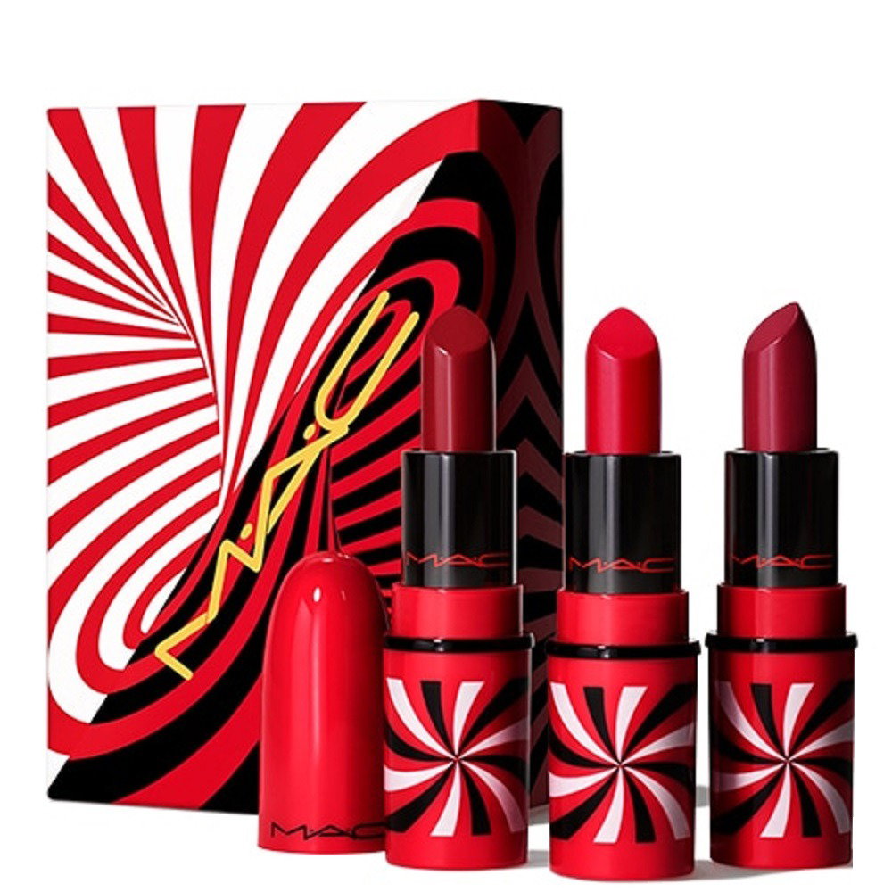 Tiny Tricks Set MAC: Mini, Matter, cremiger Lippenstift, Awe-Spicious, 1,8 g *Miniatur + Mini, Matter, cremiger Lippenstift, Snappy-Go-Lucky, 1,8 g *Miniatur + Mini, Matter, cremiger Lippenstift, Sleight Of Grand, 1,8 g *Miniatur