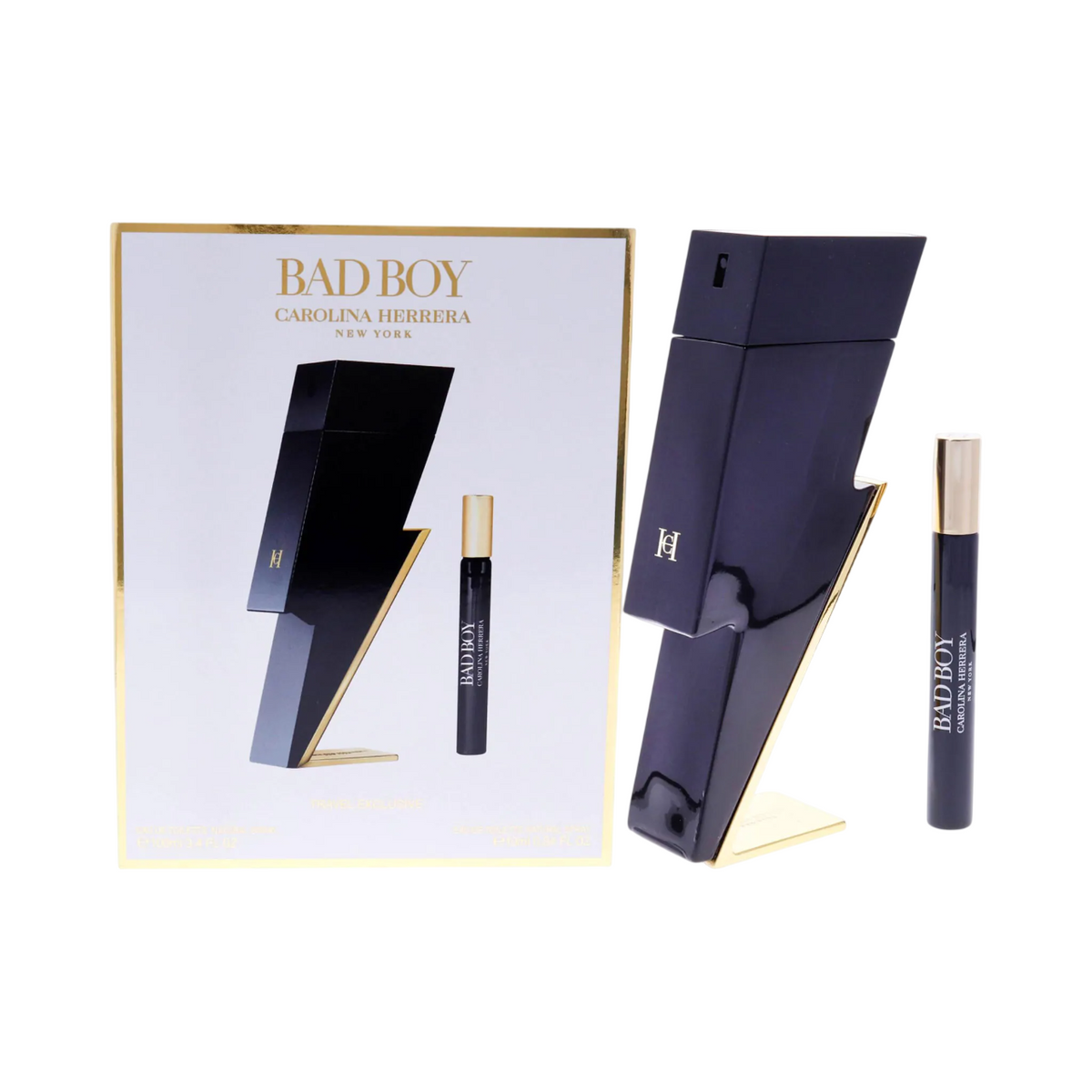 Set Carolina Herrera: Bad Boy, Eau de Toilette, für Herren, 10 ml + Bad Boy, Eau de Toilette, für Herren, 100 ml
