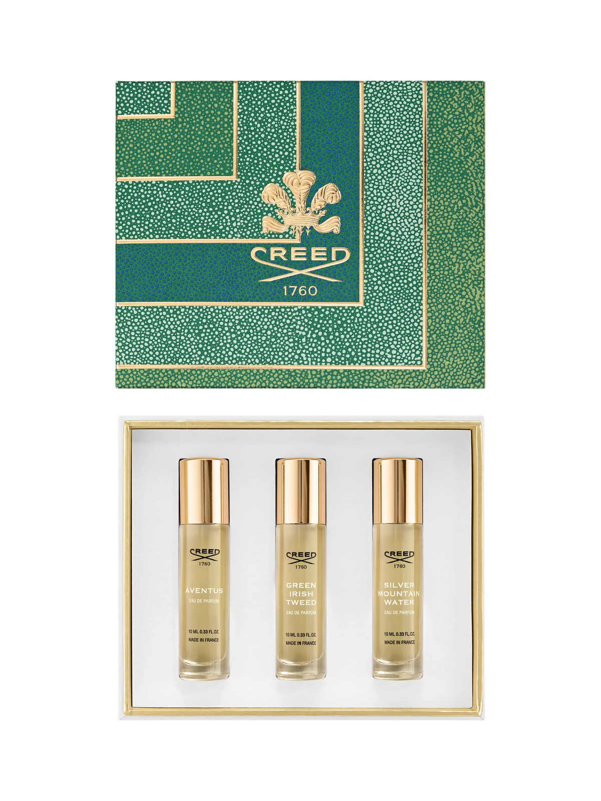 Creed-Set: Aventus, Eau de Parfum, für Herren, 10 ml + Green Irish Tweed, Eau de Parfum, für Herren, 10 ml + Silver Mountain Water, Eau de Parfum, für Herren, 10 ml