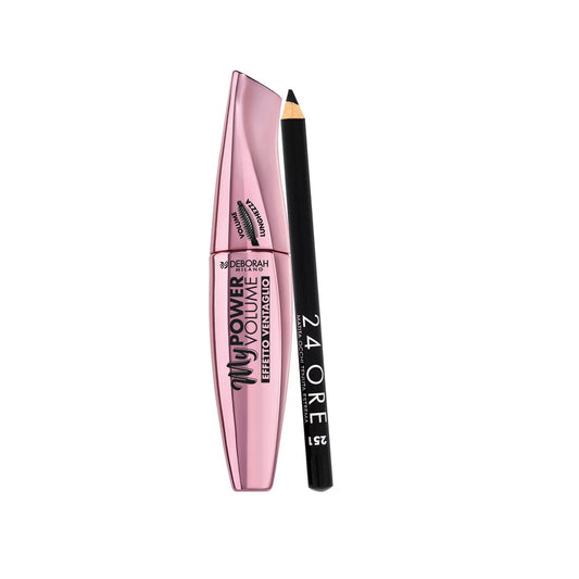 Set Deborah: 24H Extra, Gel Pencil Eyeliner, Black, 1.5 g + My Power, Waterproof, Volumizing, Mascara, Black, 14 ml