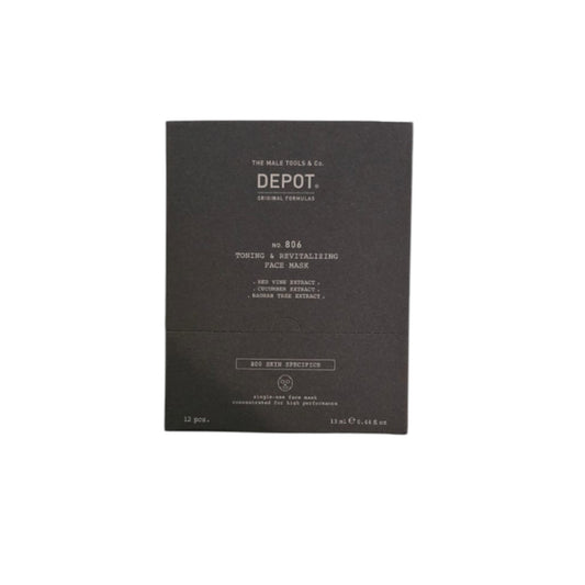Set, Depot, 800 Skin Specifics No. 806, Hyaluronic Acid, Toning & Revitalizing, Sheet Mask, For Face, Day, 12 pcs, 13 ml