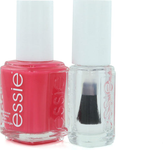 Set Essie: Nail Enamel, Vegan, Glossy Shine Finish, Nail Polish, 72, Peach Daiquiri, 13.5 ml + Nail Care - Good To Go, Top Coat, Nail Strengthening Lacquer, 5 ml
