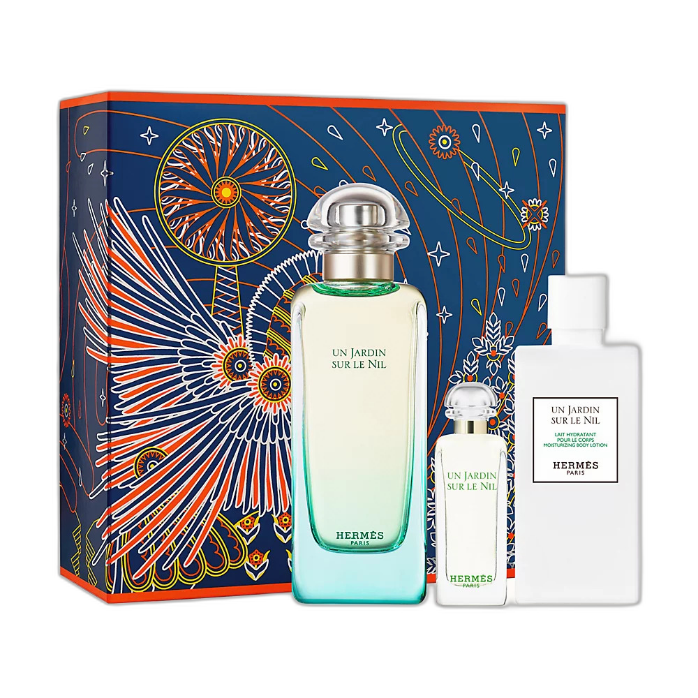 Set Hermes: Un Jardin Sur Le Nil, Eau De Toilette, Unisex, 100 ml + Un Jardin Sur Le Nil, Eau De Toilette, Unisex, 7.5 ml + Un Jardin Sur Le Nil, Hydrating, Body Lotion, 80 ml
