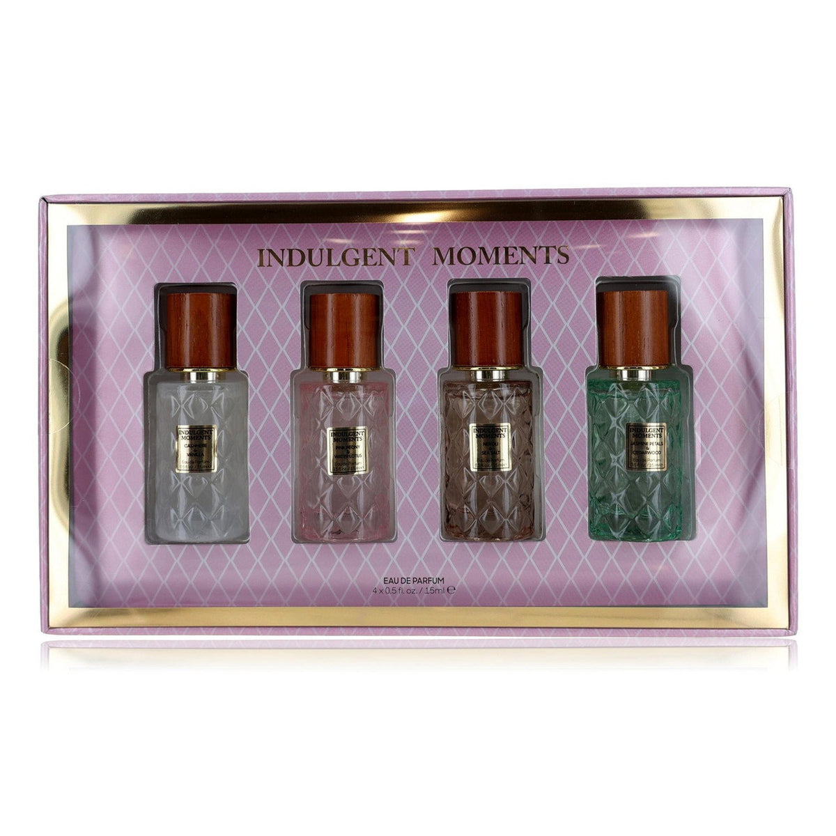Set Indulgent Moments: Kaschmir & Vanille, Eau de Parfum, für Damen, 15 ml + Pfingstrose & Wasserlotus, Eau de Parfum, für Damen, 15 ml + Neroli & Meersalz, Eau de Parfum, für Damen, 15 ml + Jasminblüten & Zedernholz, Eau de Parfum, für Damen, 15 ml