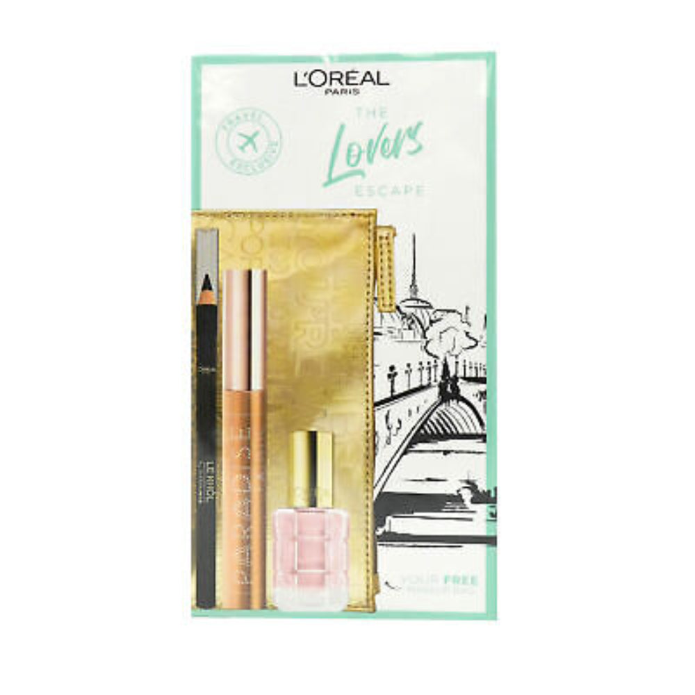 The Lovers Escape Set L'Oreal Paris: Paradise Extatic, Volumizing, Mascara, Black, 6.4 ml + The Lovers Escape, Nail Polish, Richie Vernis, 13.5 ml +  Le Khol By Superliner, Kohl Eyeliner, 101, Midnight Black, 1.2 g