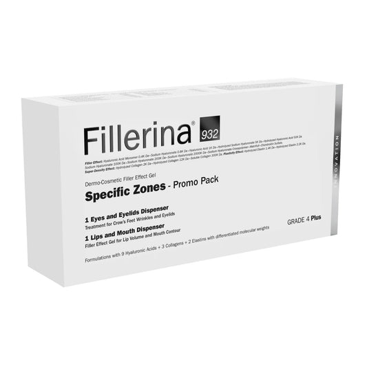 Set Labo Cosprophar Suisse: Fillerina 932 Specific Zones Grade 4 Plus, Hyaluronic Acid, Volumizing, Local Treatment Cream, For Lips, 7 ml + Fillerina 932 Specific Zones Grade 4 Plus, Anti-Wrinkle, Day & Night, Local Treatment Cream, For Eyes & Eyelids, 15