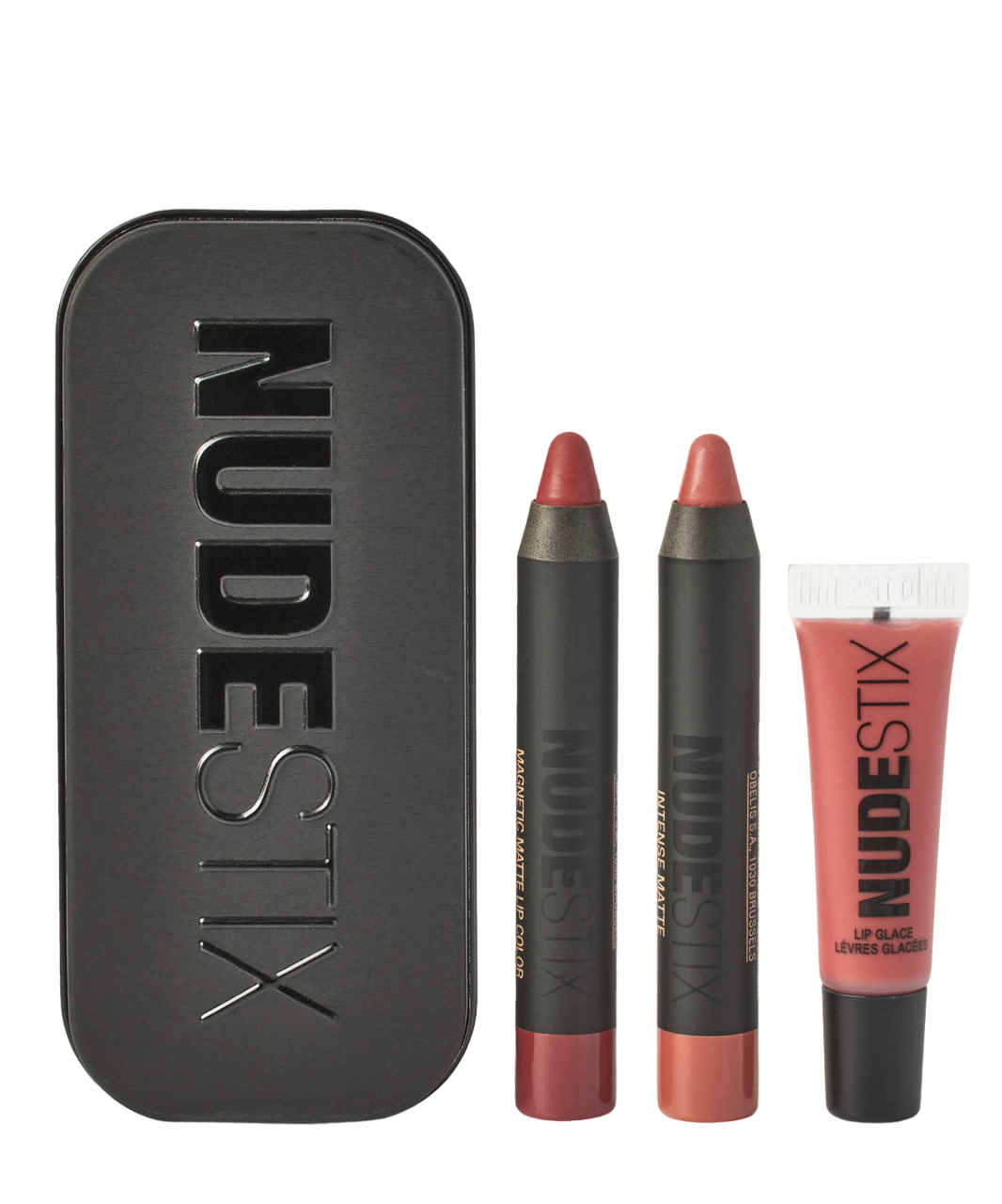 Nudestix Set: Red Hot Lips Mini Kit Royal, Cream Lipstick, Burgundy, 2,5 ml + Red Hot Lips Mini Kit Royal, Cream Lipstick, 04, Nude, 2 ml