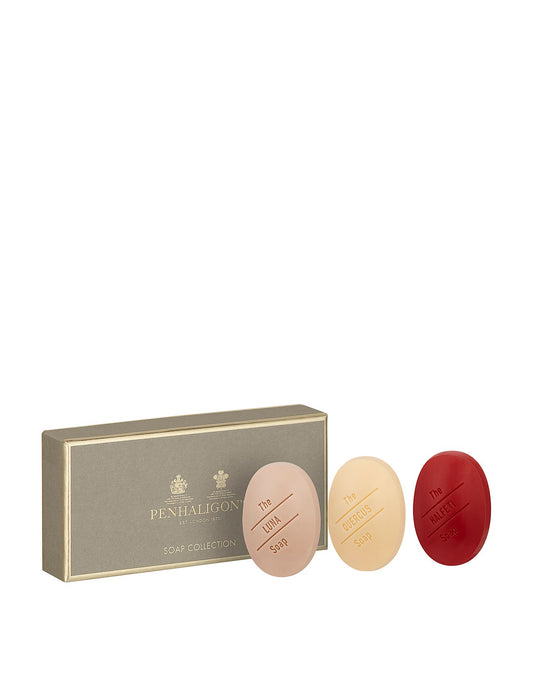 Penhaligon's Set: Luna, reinigendes & feuchtigkeitsspendendes Duftseifenstück, 30 g + Quercus, reinigendes & feuchtigkeitsspendendes Duftseifenstück, 30 g + Halfeti, reinigendes & feuchtigkeitsspendendes Duftseifenstück, 30 g