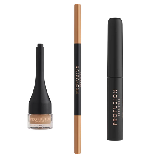 Profusion Cosmetics Set: Ultimate Brow Sculpt, Augenbrauengel, Blonde, 1,8 g + Ultimate Brow Sculpt, definierender Augenbrauenstift & Bürste 2-in-1, Blonde, 0,07 g + Ultimate Brow Sculpt, Augenbrauenpomade, Blonde, 4 ml