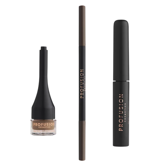 Set Profusion Cosmetics: Ultimate Brow Sculpt, Augenbrauenpomade, Dunkelbraun, 4 ml + Ultimate Brow Sculpt, definierender Augenbrauen-Cremestift & Pinsel 2-in-1, Dunkelbraun, 0,07 g + Ultimate Brow Sculpt, Augenbrauengel, Dunkelbraun, 1,8 g