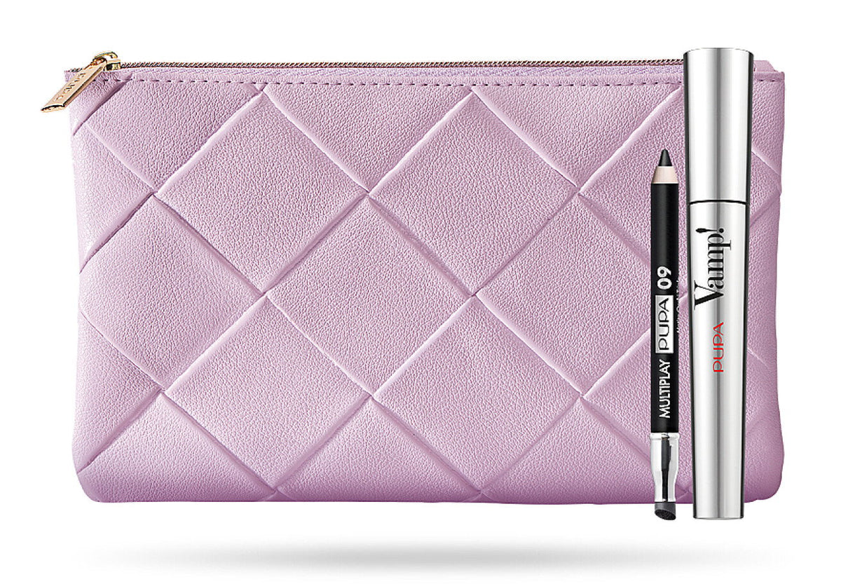 Pupa Set: Vamp!, frei von Parabenen, Extra-Volumen, Mascara, 100, Schwarz, 9 ml + Multiplay, doppelseitiger Lidschatten & Kajal-Eyeliner 2-in-1, 09, Tiefschwarz, 1,2 g