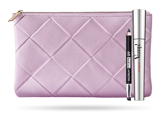 Set Pupa: Vamp!, Paraben-Free, Extra Volume, Mascara, 100, Black, 9 ml + Multiplay, Double-Ended, Eyeshadow & Kajal Eyeliner 2-In-1, 09, Deep Black, 1.2 g