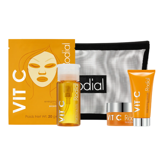 Little Luxuries Kit Set Rodial: Vit C, Brightening, Cleansing Gel, For Face, 20 ml + Vit C, Brightening, Souffle, For Face, 15 ml + Vit C, Brightening, Tonic Mist, 100 ml + Vit C, Energising, Sheet Mask, For Face, 20 g