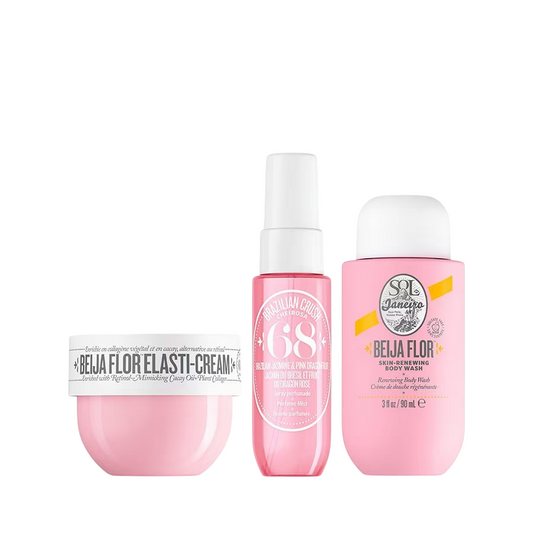 Set Sol de Janeiro: Beija Flor, Regenerating, Duschgel, 90 ml + Beija Flor, Elasticity, Creme, für das Gesicht, 50 ml + Brazilian Crush Cheirosa '68, Duftspray, für Damen, 30 ml