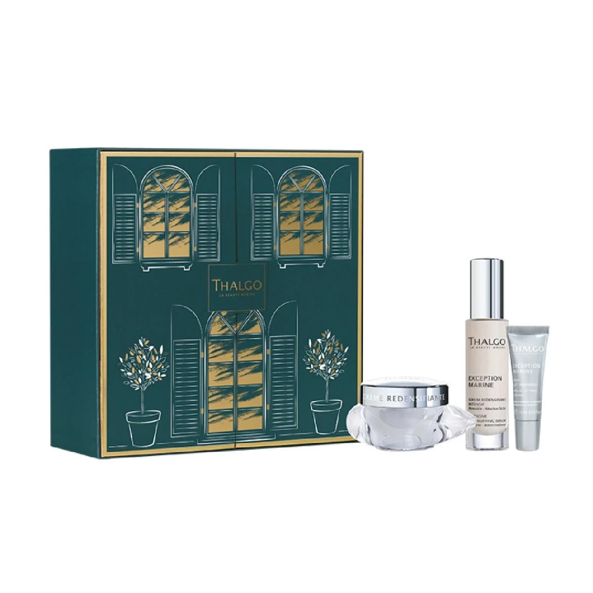 Set Thalgo: Exception Marine, Redensifying, Rich Cream, For Face, 50 ml + Exception Marine, Redensifying, Serum, For Neck & Decollete, 30 ml + Exception Marine, Lifting, Day & Night, Eye Cream, 10 ml