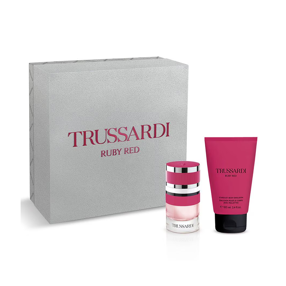 Trussardi Set: Ruby Red, Eau de Parfum, für Damen, 60 ml + Ruby Red, feuchtigkeitsspendende Bodylotion für den täglichen Gebrauch, 100 ml