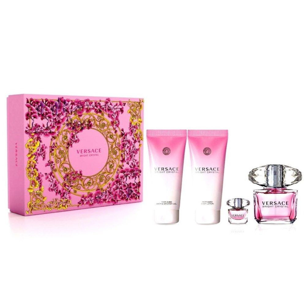 Set Versace: Bright Crystal, Eau De Toilette, For Women, 90 ml + Bright Crystal, Hydrating, Body Lotion, 100 ml + Bright Crystal, Shower Gel, 100 ml + Bright Crystal, Eau De Toilette, For Women, 9 ml *Miniature