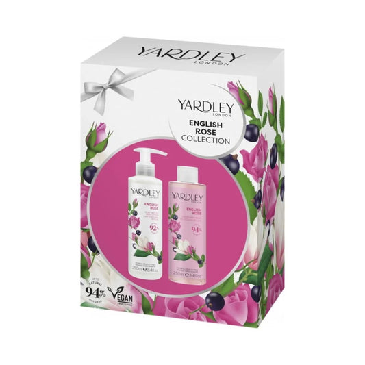 Yardley Set: English Rose, Feuchtigkeitsspendende Body Milk, 250 ml + English Rose, Feuchtigkeitsspendendes florales Duschgel, 250 ml