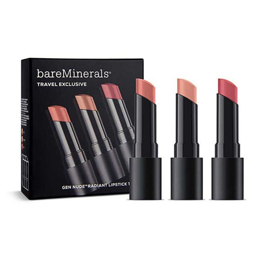 Travel Exclusive Set BareMinerals: Gen Nude Radiant, Cocoa, Cream Lipstick, Infatuation, 3,35 g + Gen Nude Radiant, Cocoa, Cream Lipstick, Friendship, 3,35 g + Gen Nude Radiant, Cocoa, Cream Lipstick, Swag, 3,5 g