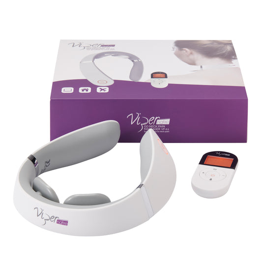 ViperPharm, ViperNeck Go Nackenschmerzen, kabellos mit ergonomischem Design, Massagegerät, für den Nacken, Vp-0.1, Weiß, Unisex, Erwachsene